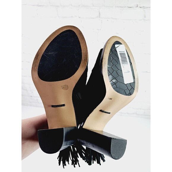 GIANNI Bini Black Hadwin Tassel Peep Toe Shoes Women's Size 7.5 - Picture 8 of 8